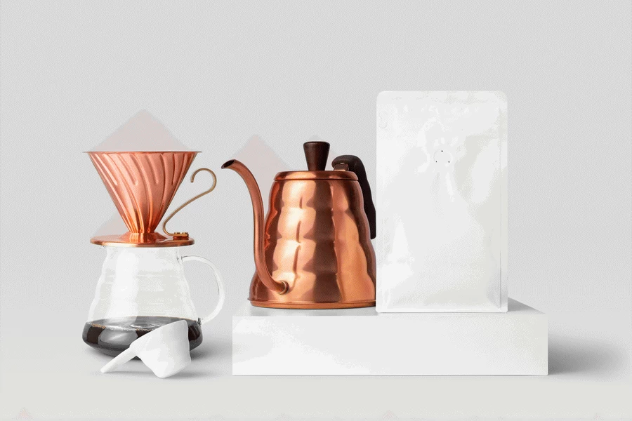高端品牌咖啡包装袋VI提案场景展示文创智能贴图样机PSD设计素材【007】